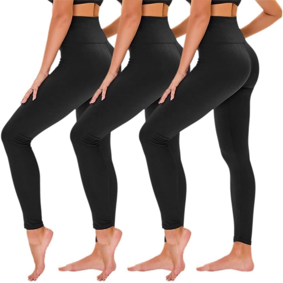 Black High Waist Leggings - Tummy Control, Pockets, Soft & Stretchy