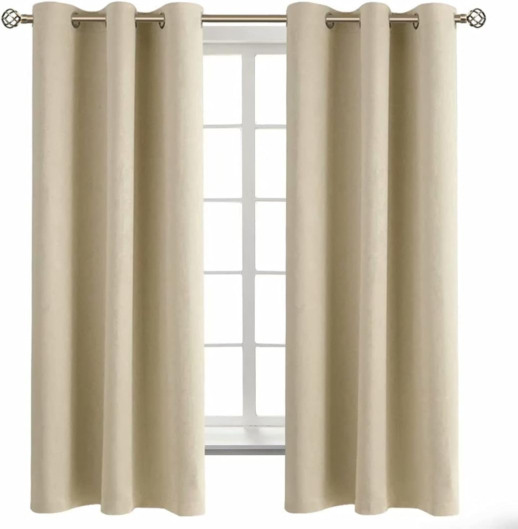BGment Beige Room Darkening Curtains for Bedroom 63 Inches Long