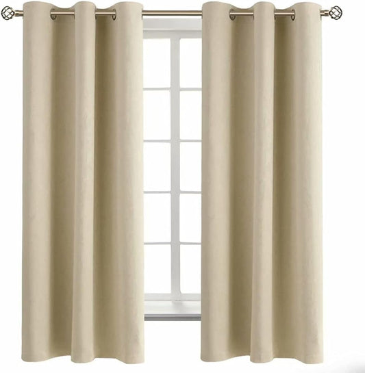 BGment Beige Room Darkening Curtains for Bedroom 63 Inches Long