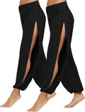 Women's Harem Yoga Pants Side Slit Joggers - Airy High-Rise Comfort