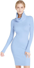 v28 Sweater Dress for Women Ribbed Knit Fitted Midi - Flattering Night