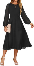 ZESICA Swing Pleated Cocktail Midi Dress