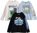 Minecraft Boys Long Sleeve T-Shirt 3-Pack - Soft Cotton Graphic Tees