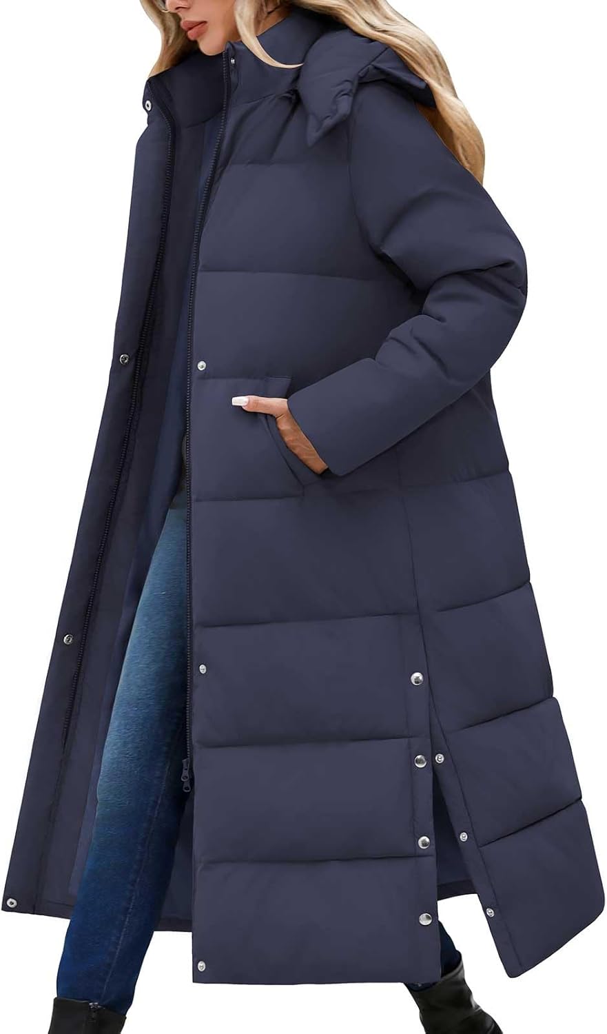 Women Long Puffer Down Coat for Winter Warmth and Style