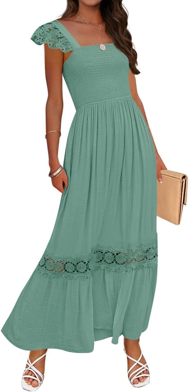 ZESICA Women's Summer Lace Strap Maxi Dress for Every Occasion