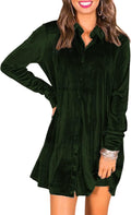 Caitefaso Womens Velvet Button Down Swing Mini Dress - Soft, Versatile
