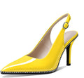 Women Beaded Slingback Pumps 3.5 in Stiletto Pointed Toe - Comfort