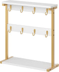 Vintage 2 Tier Mug Tree Rack with 8 Hooks and Open Shelves