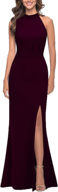 Women Sleeveless High Neck Split Mermaid Maxi Dress - Elegant Fit