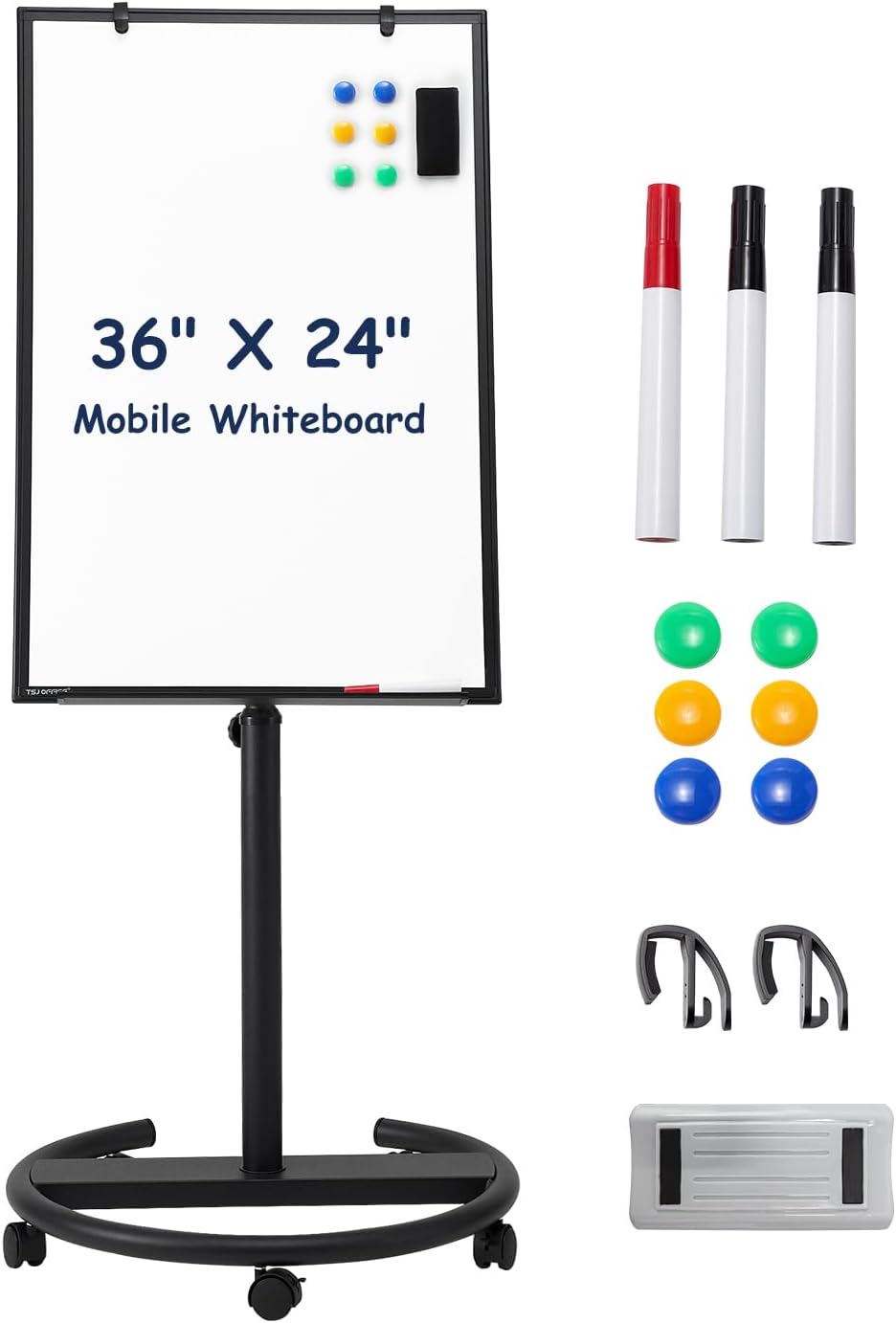 Mobile Whiteboard Standing - 36 X 24 Inches Adjustable Easel
