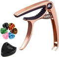 Premium Rose Gold Guitar Capo Set with Picks by LinnWell