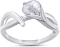 Round Cut White Natural Diamond Calla Lily Ring - 14k White Gold