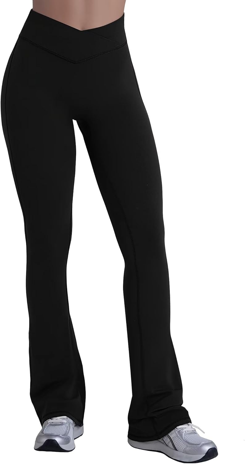Sunzel No Front Seam Crossover Flare Leggings for Women