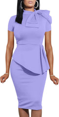 LAGSHIAN Peplum Bodycon Ruffle Pencil Dress - Flattering Party Fit