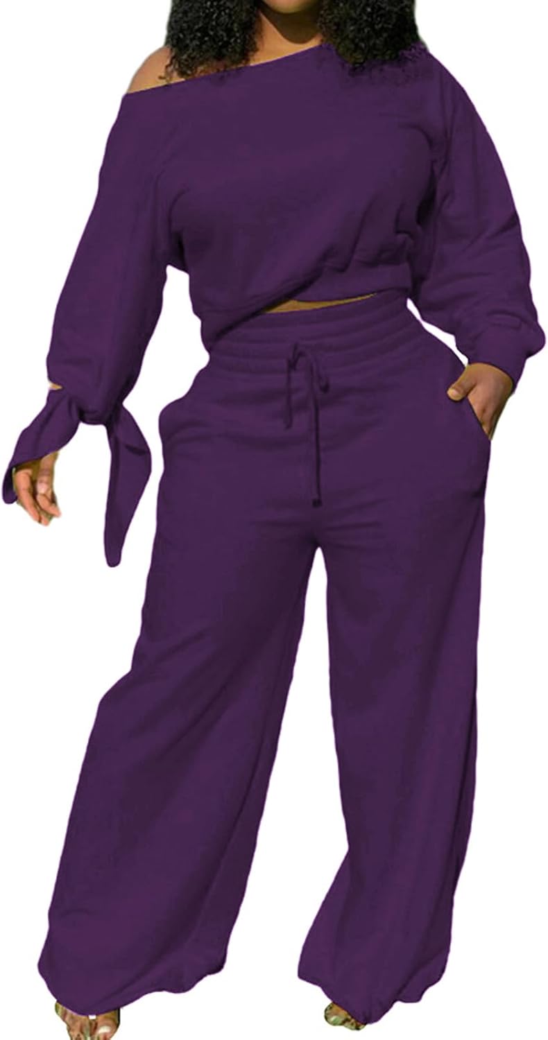 Casual 2 Piece Outfits for Women - Sexy Long Sleeve Sweatsuit