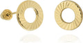 Diamond Cut Circle 10K Yellow Gold Stud Earrings - Lightweight Classic