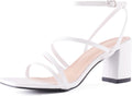 LACUONE Strappy Heels Square Toe Chunky Ankle Buckle Pump - 2.7in