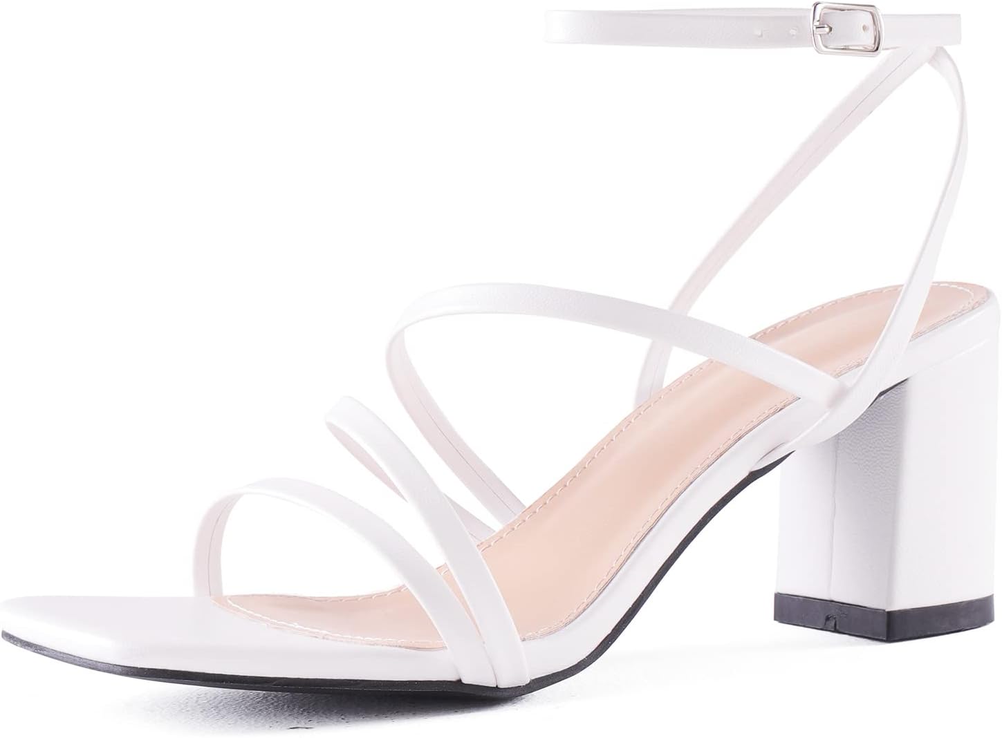 LACUONE Strappy Heels for Women with Block Heel Design