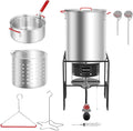 30 Qt Turkey Fryer & 10 Qt Fish Fryer Combo Kit - Powerful 50,000BTU