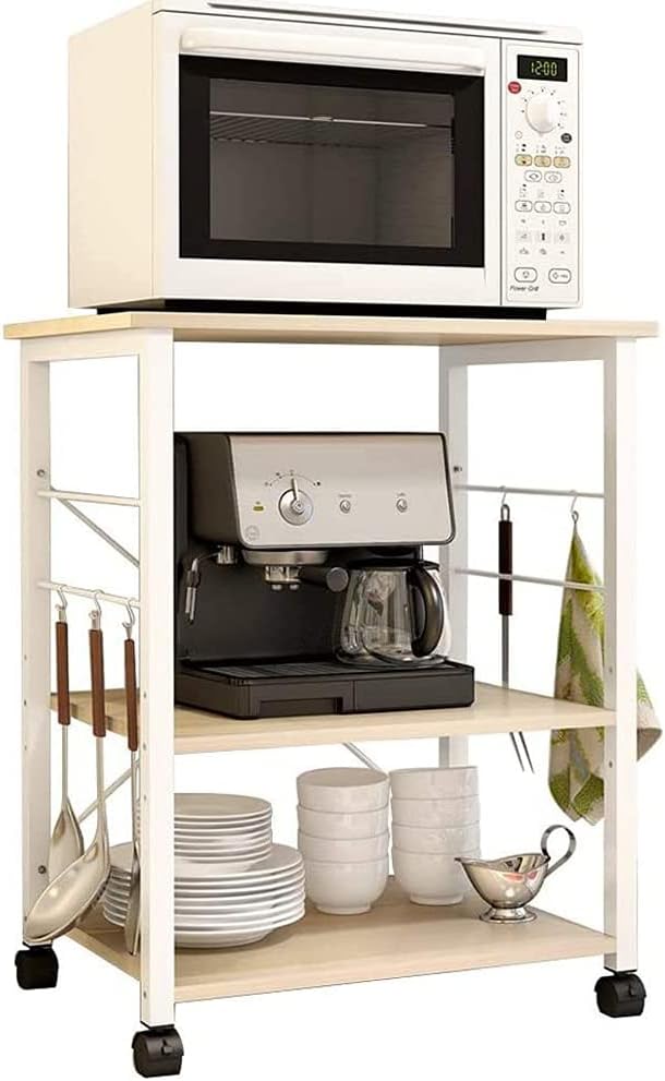 3-Tier Rolling Microwave Stand - Organize with Style