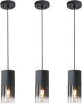 3-Pack Black Pendant Light Fixtures for Kitchen Island - Modern Glass