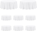 PureFit 8 Pack Round White Table Cloths 120 in - Wrinkle and Stain