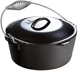 Lodge L8DO3 Cast Iron Dutch Oven - Pre-Seasoned 5-Quart Black