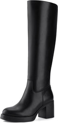 Shoe'N Tale Platform Knee High Boots for Women - Chunky Heel Clothing
