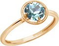 10k Gold March Birthstone Ring for Women - Delicate Halo