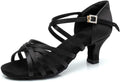RoseMoli Women's Satin Latin Dance Shoes - Rhinestone Strap Comfort