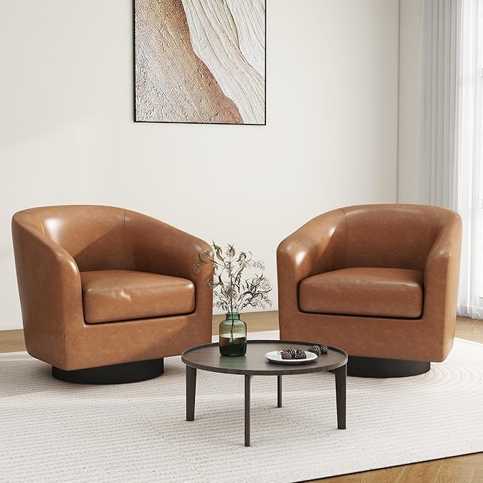 Set of 2 Modern Swivel Chairs for Luxe Living