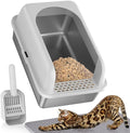 Stainless Steel Litter Box with Lid - Large Enclosed Cat Box