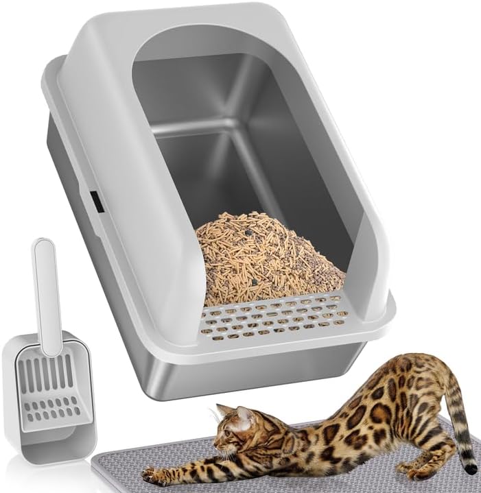 Stainless Steel Litter Box with Lid for Multiple Cats - Extra Large