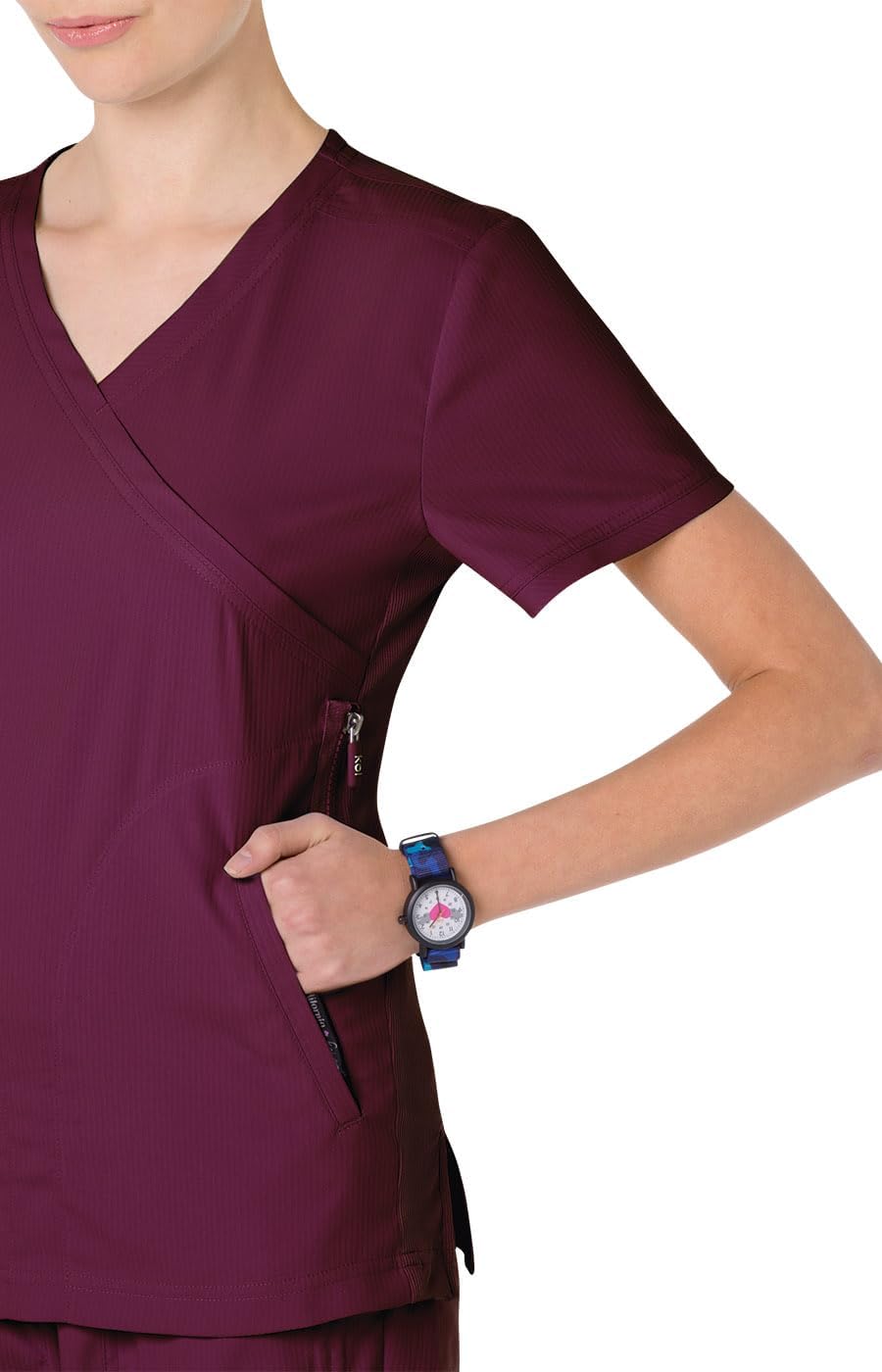 KOI Lite Women's Philosophy Mock Wrap Side Zipper Scrub Top