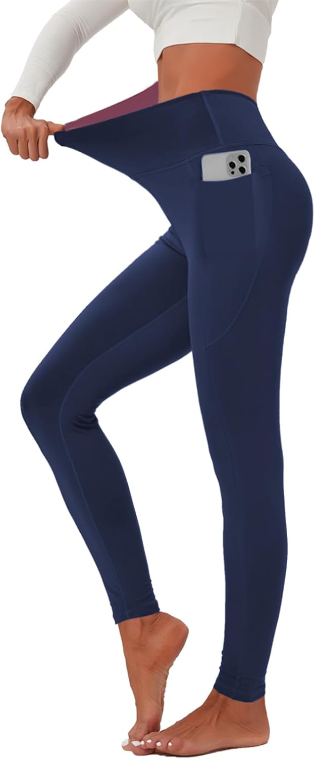 High Waisted Yoga Leggings with Pockets for Women by KOWDRAGON
