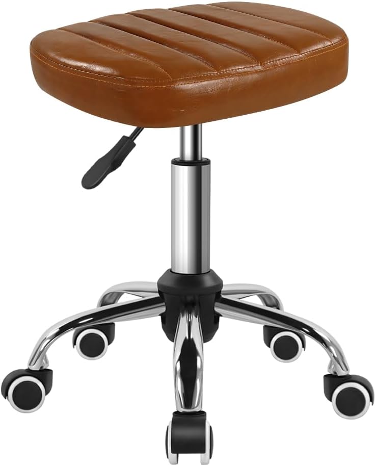 Minimalist Square Swivel Stool with Wheel for Work and SPA