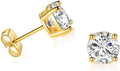 14k Solid Yellow Gold 6mm Solitaire CZ Stud Earrings for Women
