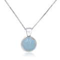 Natural Aquamarine 8mm Round Pendant Necklace - Dainty March Gift