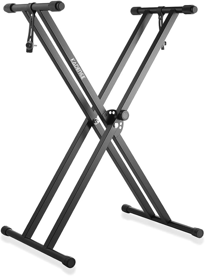 Heavy-Duty Double X Adjustable Keyboard Stand with Locking Straps