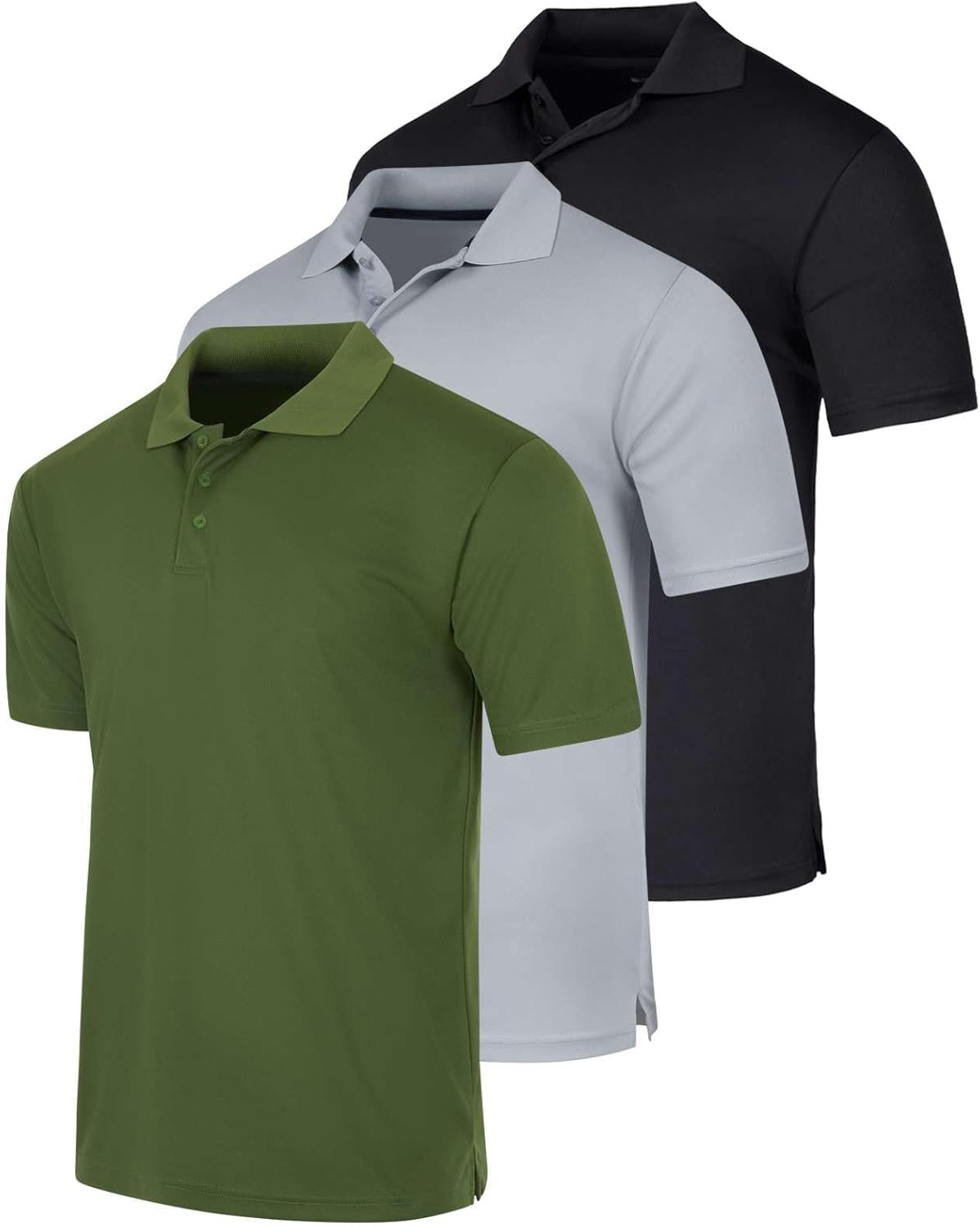 Men's Quick-Dry Athletic Performance Polo Shirt 3 Pack