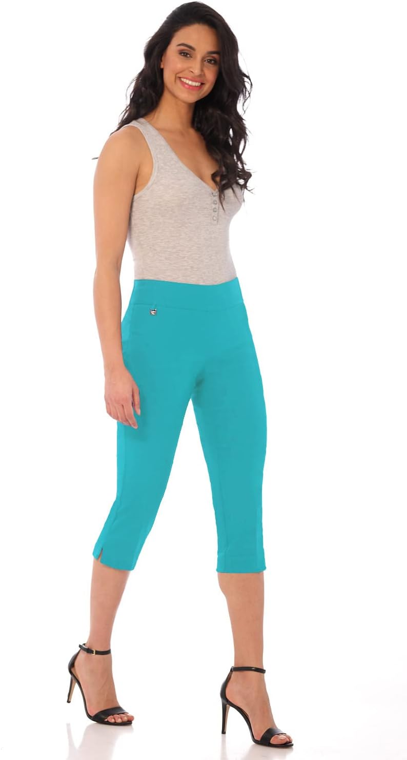 Rekucci Womens Pull-On Straight Leg Capri Pants with Tummy Control
