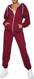 Fixmatti Womens Fall Tracksuit Zip Up Hoodie and Sweatpants Set