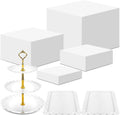 Buffet Risers 4 Pcs with Cupcake Stand Holder - Stackable White