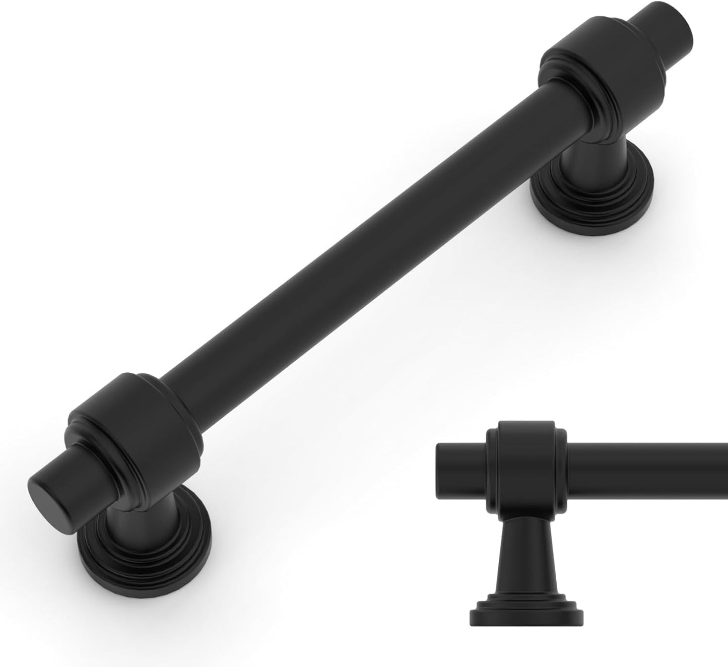 Matte Black Cabinet Pulls 3.75 Inch for Kitchen and Bathroom
