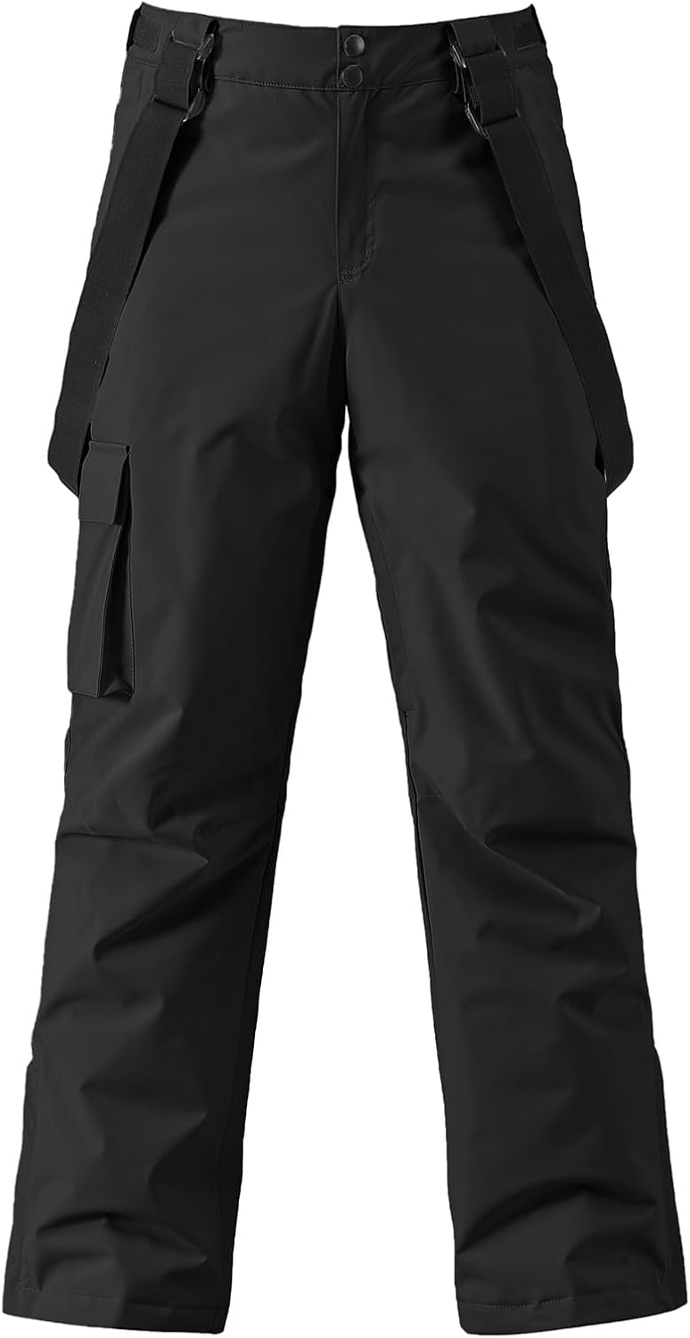 YEFFINE Men's Ski Snow Pants Insulated Waterproof Cargo Bibs