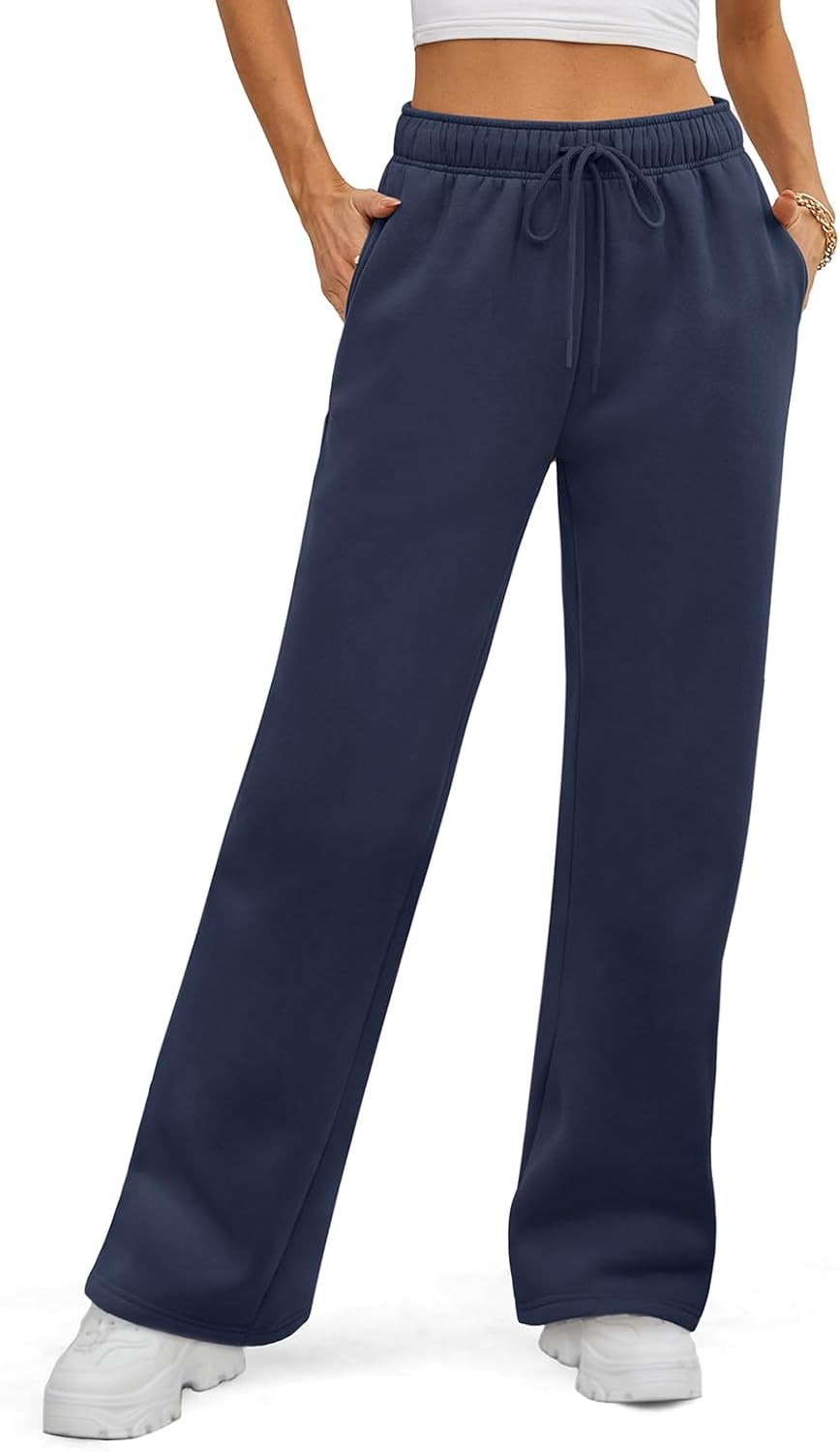 ATHMILE Womens Fleece Lined Wide Leg Sweatpants for Fall Style