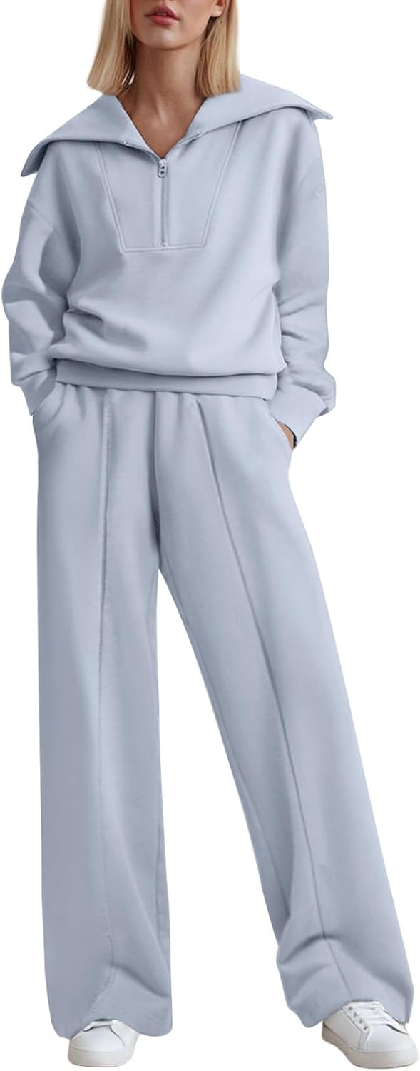 Aleumdr Two Piece Outfits for Women - Cozy Sweatshirt Set