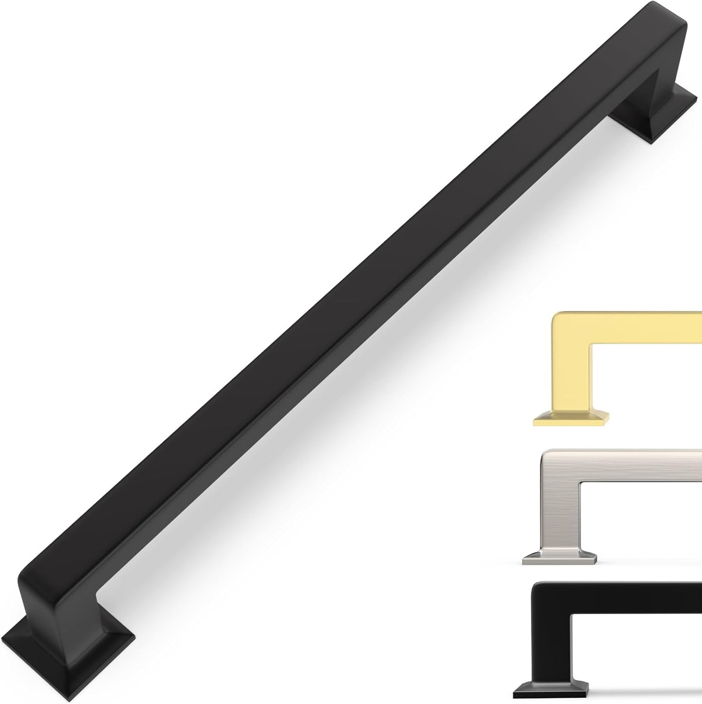 Matte Black Cabinet Pulls - 6 Pack 12-3/5 Inch Handles