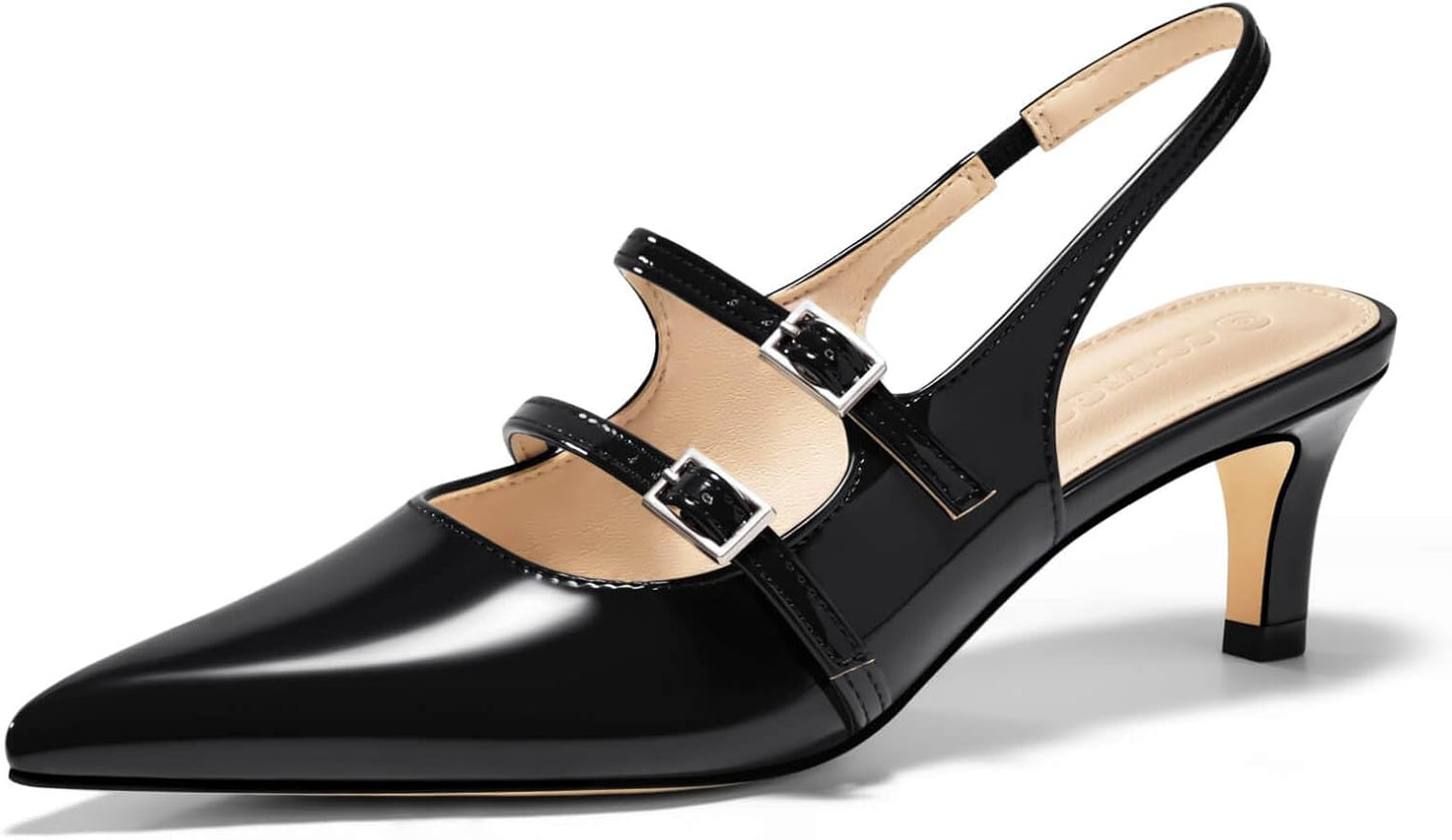 Coutgo Womens Slingback Kitten Heels for Elegant Occasions