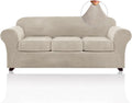 Velvet Couch Covers for 3 Cushion Sofa - 4 Piece Stretch Fit